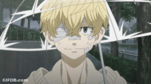 A Boy With A Bandage On His Face Is Holding A White Umbrella GIF