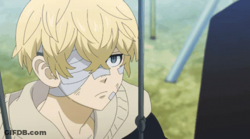 A Boy With A Bandage On His Face Is Sitting On A Swing Set GIF