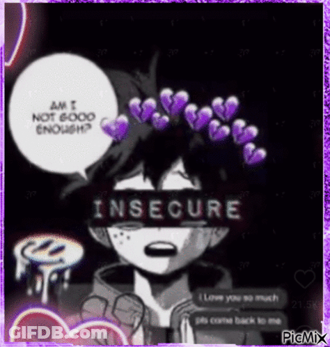 A Boy With A Crown Of Hearts On His Head Is Wearing A Mask That Says Insecure . GIF