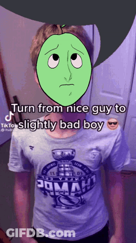 A Boy With A Green Face Is Wearing A Shirt That Says 20Man On It GIF