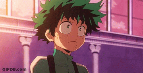 A Boy With Green Hair Is Standing In Front Of A Building With Columns . GIF