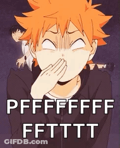 A Boy With Orange Hair Is Covering His Nose With His Hand And Making A Funny Face . GIF