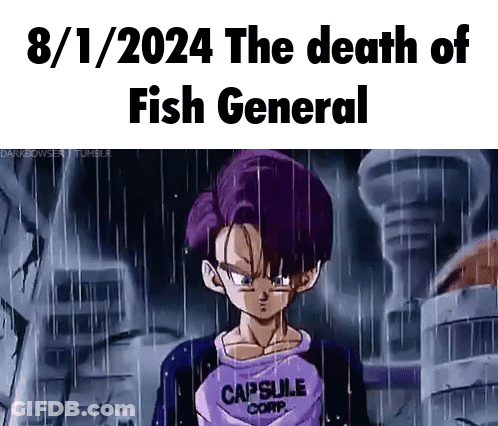 A Boy With Purple Hair Is Standing In The Rain Wearing A Shirt That Says Capsule Corp . GIF