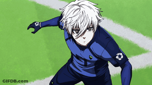 A Boy With White Hair Is Wearing A Blue Shirt With A Recycle Symbol On The Sleeve GIF