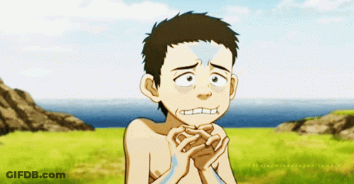 A Boy Without A Shirt Is Making A Funny Face In A Field GIF
