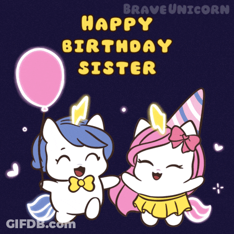 A Brave Unicorn Birthday Card With Two Unicorns GIF