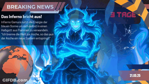 A Breaking News Advertisement With A Picture Of A Man And The Date 21.05.25 GIF