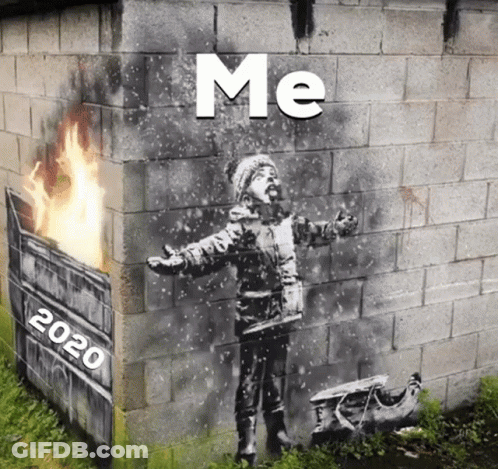 A Brick Wall With A Painting Of A Child On It That Says Me 2020 GIF