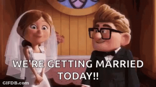 A Bride And Groom Are Getting Married In A Church . GIF