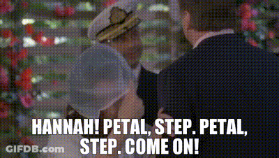 A Bride And Groom Are Kissing With The Words Hannah Petal Step Petal Step Come On Behind Them GIF