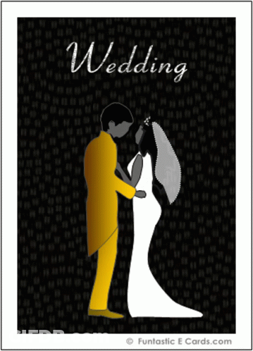 A Bride And Groom Are On A Wedding Card GIF