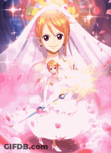 A Bride In A White Dress Is Holding A Sword GIF