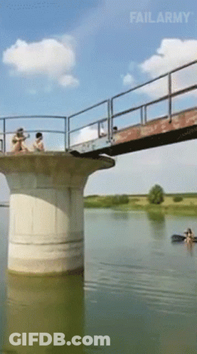 A Bridge Over A Body Of Water With Failarmy Written On The Bottom Right GIF
