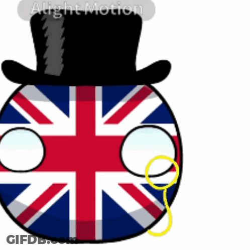 A British Flag Ball With A Top Hat On GIF