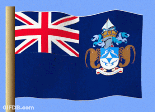 A British Flag With A Coat Of Arms On The Bottom GIF