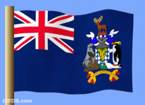 A British Flag With A Coat Of Arms On Top Of It GIF