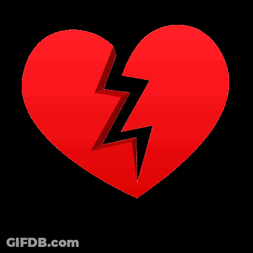 A Broken Red Heart With A Black Lightning Bolt In The Middle GIF
