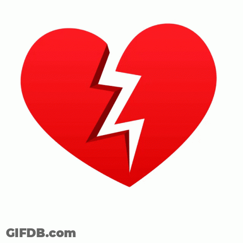 A Broken Red Heart With A Lightning Bolt In The Middle GIF