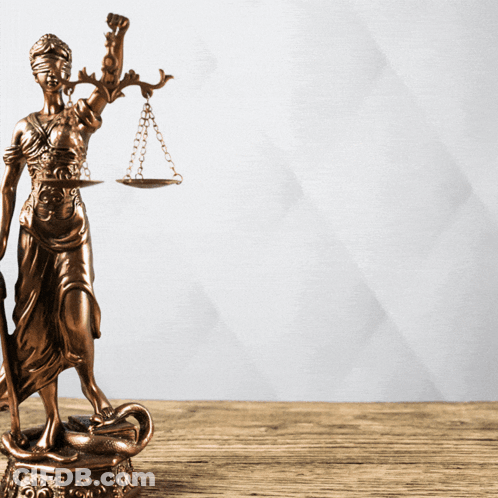 Lady Justice Bronze Statue Holding Scale GIF