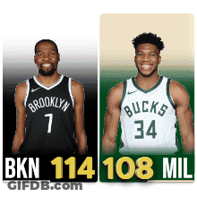 A Brooklyn Nets Player And A Bucks Player GIF