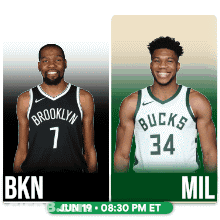A Brooklyn Nets Player And A Mil Bucks Player GIF
