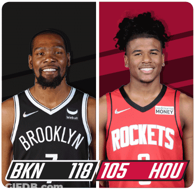 A Brooklyn Nets Player And A Rockets Player Are Shown Side By Side GIF
