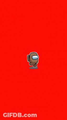 A Brown Among Us Character Is Standing On A Green Background . GIF