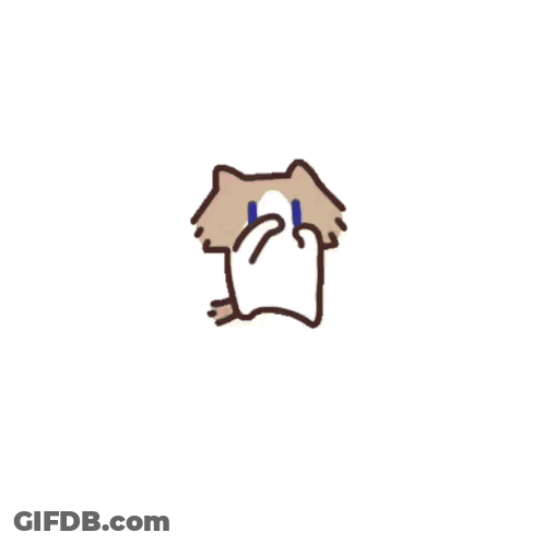 A Brown And White Cat Is Covering Its Face With Its Hand . GIF