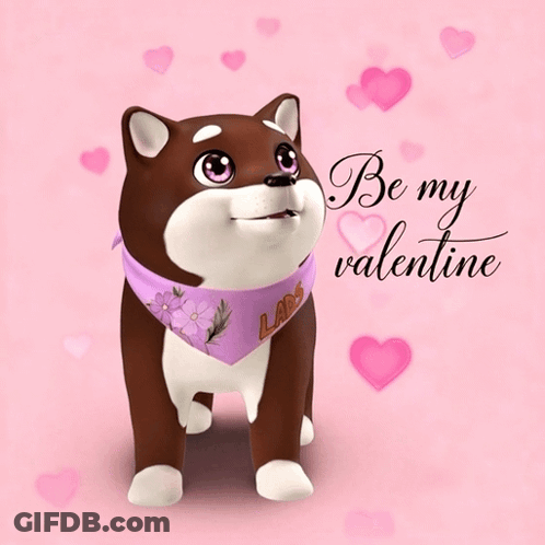 Dog With Pink Bandana Be My Valentine GIF