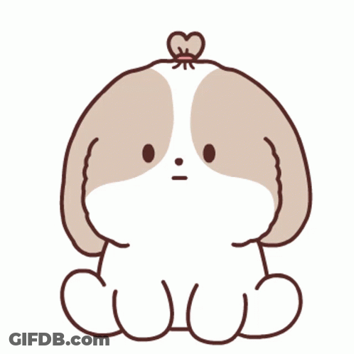 A Brown And White Dog With A Question Mark Above Its Head GIF