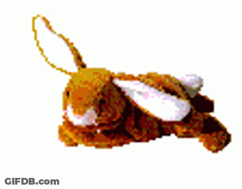A Brown And White Stuffed Animal With A Long Tail GIF