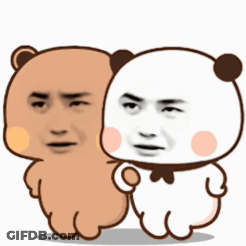 A Brown Bear And A White Bear With Different Faces On Them GIF