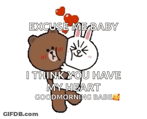 A Brown Bear And A White Rabbit With The Words Excuse Me Baby I Think You Have My Heart GIF