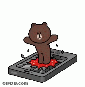 A Brown Bear Is Flying Over A Cell Phone With A Message On It . GIF