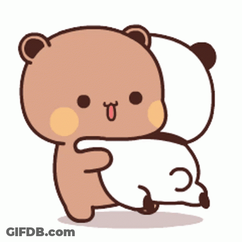 A Brown Bear Is Hugging A White Bear On A White Background GIF