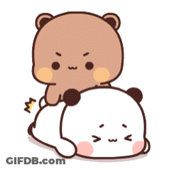 A Brown Bear Is Sitting On Top Of A White Bear GIF