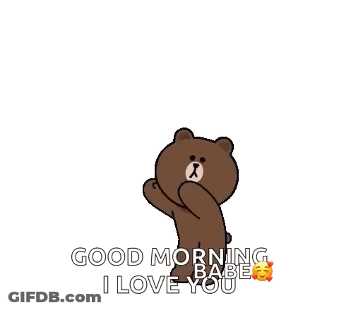 A Brown Bear Peeking Out Of A Pile Of Red Hearts With The Words Good Morning Babe I Love You GIF