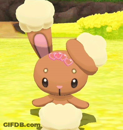 A Brown Bunny With White Ears And Hearts On Its Head GIF