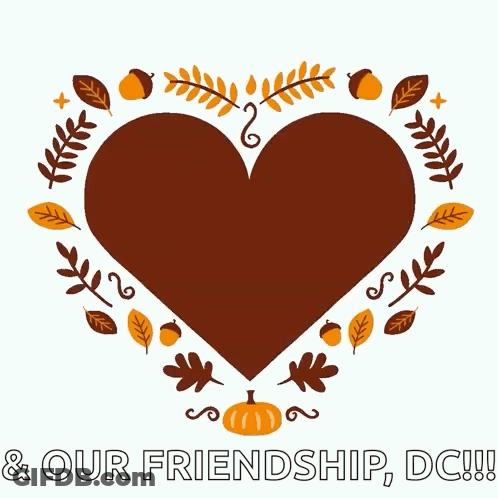 A Brown Heart With The Words Thankful For You And Our Friendship Dc GIF