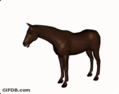 A Brown Horse Is Standing On A White Background GIF