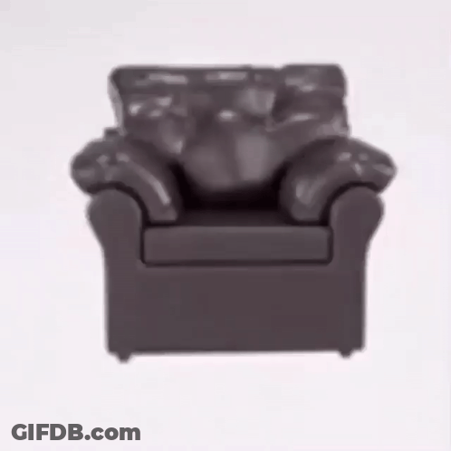 A Brown Leather Chair Is Sitting On A White Surface GIF