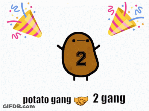 A Brown Potato With The Number 2 On It GIF