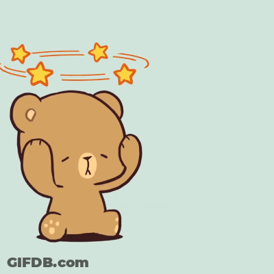 A Brown Teddy Bear And A White Teddy Bear Are Standing Next To Each Other On A Blue Background GIF