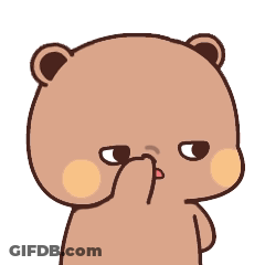 A Brown Teddy Bear Is Covering His Nose With His Hand . GIF