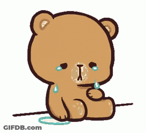 A Brown Teddy Bear Is Crying With Tears Running Down Its Face GIF