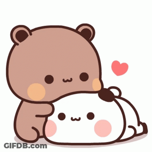 A Brown Teddy Bear Is Hugging A White Teddy Bear GIF
