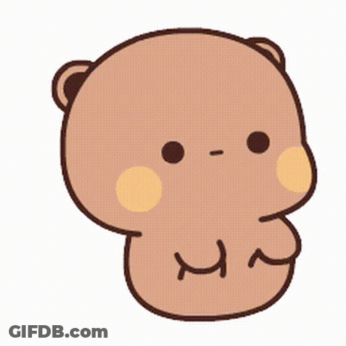 A Brown Teddy Bear With A Yellow Cheek Is Standing On A White Background And Making A Funny Face . GIF