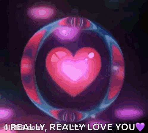 Heart Inside Bubble Saying I Really Love You GIF