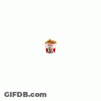 A Bucket Of Fried Chicken From Kfc With A Picture Of A Man On It . GIF