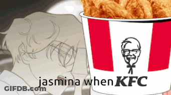 A Bucket Of Fried Chicken Next To A Drawing Of A Man And The Words Jasmina When Kfc GIF